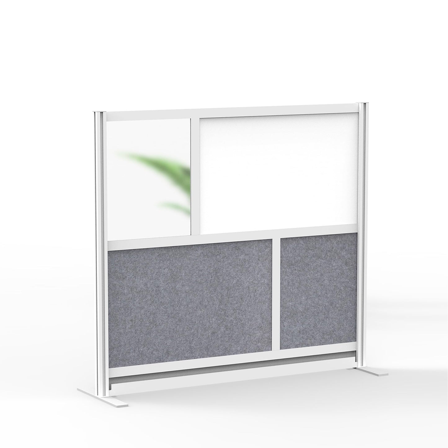 Workflow Modular Wall | Room Divider with Whiteboard, Sound Dampening, & Frosted Acrylic Panels | Expandable Office Partition for Privacy & Stability (53" x 48")