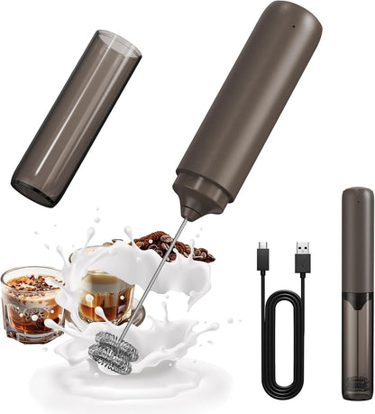 CIRCLE JOY Portable Rechargeable Milk Frother Hanheld, Dual Spring Whisk Electric Coffee Frother Wand Drink Mixer