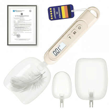 2026 Upgraded 2-In-1 Digital Measuring Spoon 【High-Precision 0.01oz/0.1g · Tested 10000+】 Baking Scale 【7-Unit】 Digital Kitchen Scale for Baking, Gram Scale for Weight Loss, Large & Small Scoop,Beige