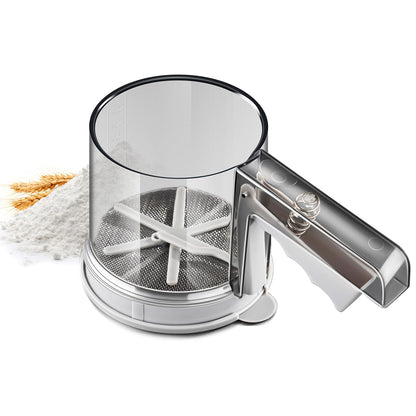 ‌3 Cup Flour Sifter, Sifter for Baking Sifter Handheld Baking Sieve Food-Grade Double-Filter Stainless Steel Flour Sifter Non-Rust Sifter used for Rapid Screening of Flour Apricot Flour Sugar Powder
