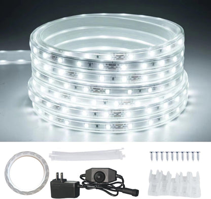 20FT 12V IP65 White Rope Lights Outdoor, Waterproof Led Rope Lights Indoor Cuttable, Flexible Led Strip Lights Cuttable