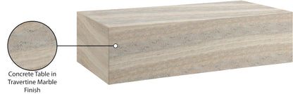Meridian Furniture Piazza Travertine Finish Concrete Indoor/Outdoor Coffee Table