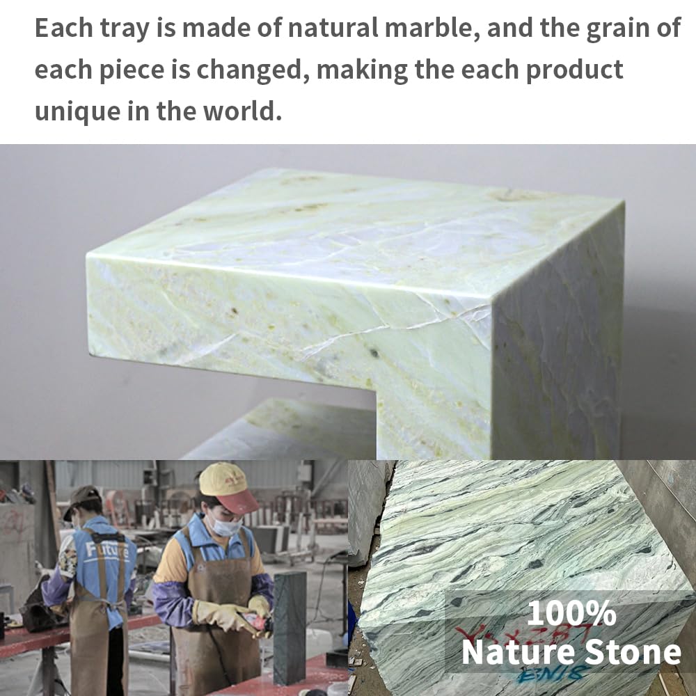 Natural Marble C-Shaped End Table, Luxurious Handmade Coffee Table Suitable for for Living Room Bedroom Bathroom Small Spaces, No Installation Marble Sofa Table for Modern Home Decor