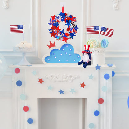 Winlyn 12 Sets 4th of July Craft Kits Patriotic Crafts DIY Patriotic Wreath Signs Ornaments Decorations Art Sets Red White Blue Star USA Flag Pinwheel Foam Stickers Arts and Crafts for Kids Activities