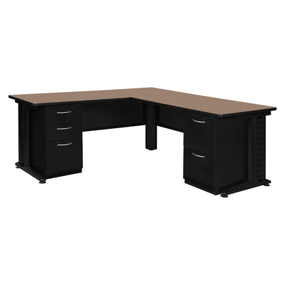 Regency Fusion 66 x 78 in. L Shaped Desk with Double Pedestal Drawer Unit- Noble Oak