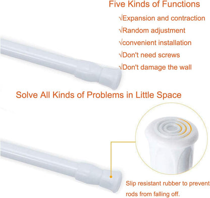 Adjustable Tension Rods for Shower, Curtain, Window, 15.7 to 28 in, 2 Pack, Spring Cupboard Bars for Kitchen Utensils