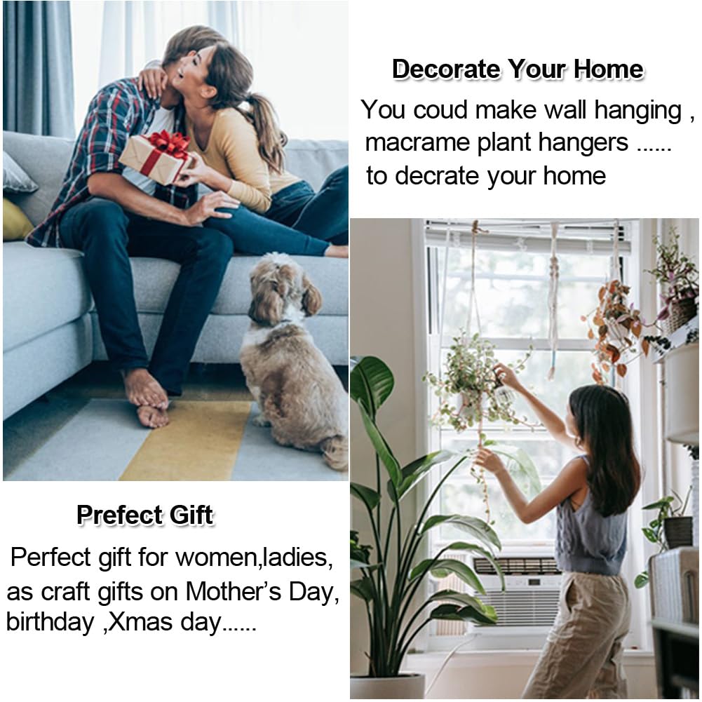 Easy Macrame Kits for Adults Beginners Supplier Wood Beads,Rings,Wooden Dowel for Macrame Plant Hangers,Boho Wall Hanging with Instruction Book for Starters Christmas Crafts for Adults