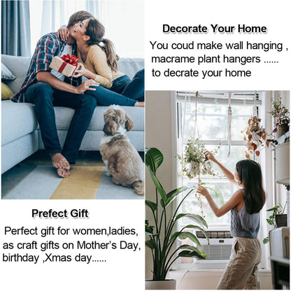Easy Macrame Kits for Adults Beginners Supplier Wood Beads,Rings,Wooden Dowel for Macrame Plant Hangers,Boho Wall Hanging with Instruction Book for Starters Christmas Crafts for Adults