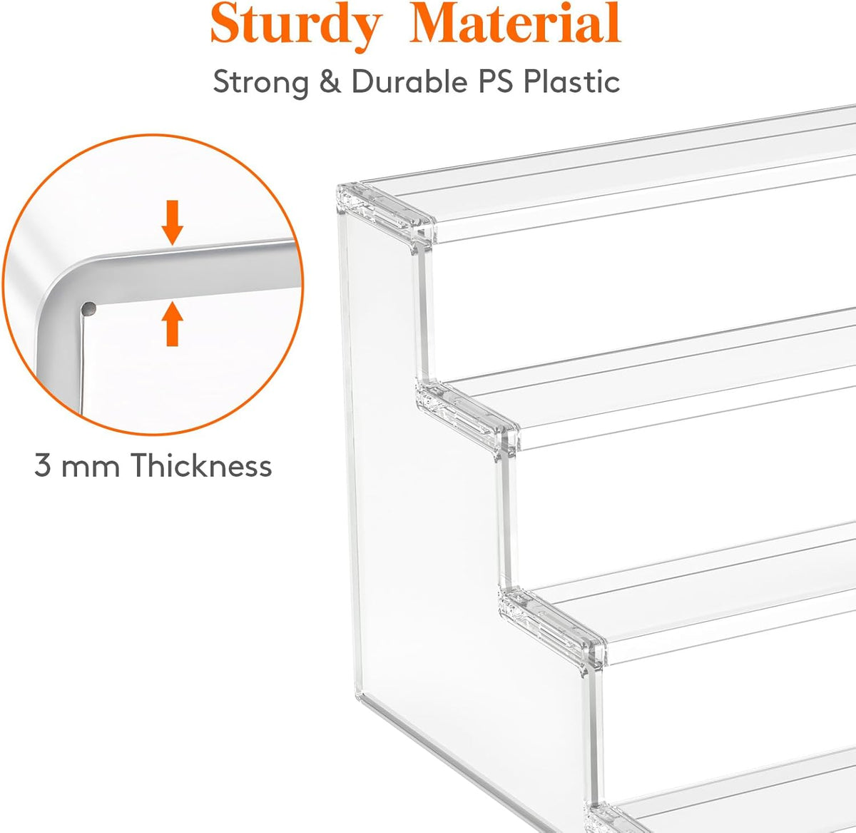 Lifewit 4 Tier Clear Display Risers Stand, Plastic Risers for Display, Organizer for Figures, Cupcake, Dessert, Desktop