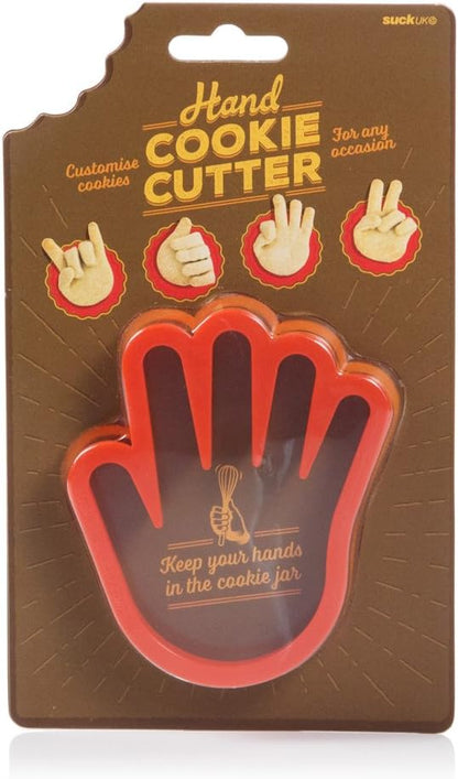 Suck UK Hand Cookie Cutter - Hand Shaped Novelty Cookie Cutter - Plastic Pastry Cutters for Kids - Red