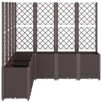 FUDUGEHMIOFWFJJ Large Modular Garden Planter with Trellis for Climbing Plants, 63x63x55 Inch UV Resistant Brown Polypropylene Outdoor Raised Bed for Patio, Balcony, Terrace