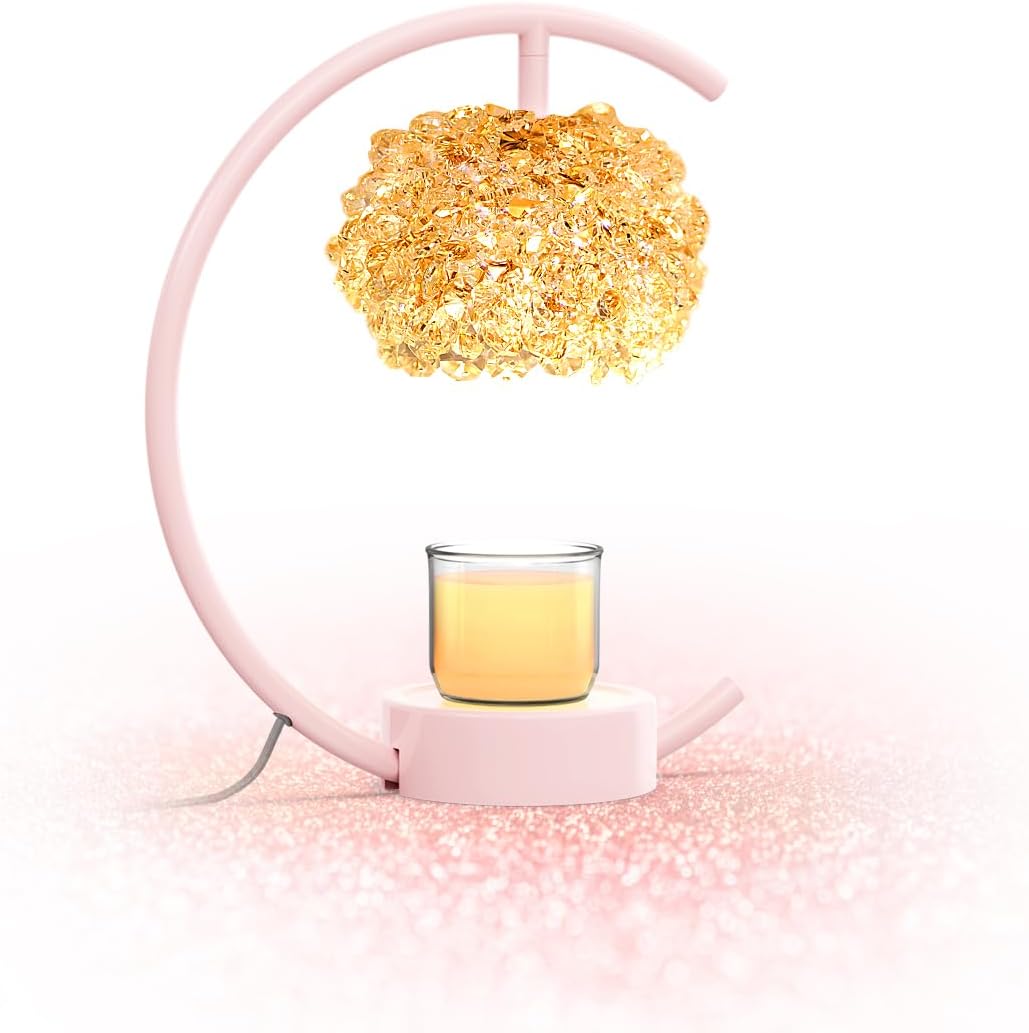 Design+2Bulbs,Home Yeuslor Pink Candle Warmer Lamp for Jar Candles with Adjustable BrightnessTimerHandcrafted