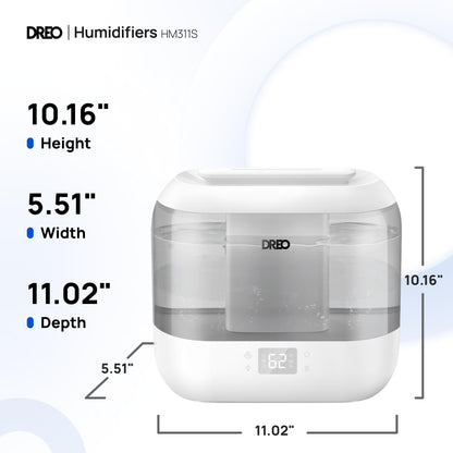 Dreo Smart Humidifiers for Bedroom, Top Fill 4L Supersized Humidifier Large Room with 28 dB, 36H Runtime, Touch/APP/Voice Control, Nightlight, Cool Mist Humidifiers for Baby, Plants, Indoor, Black