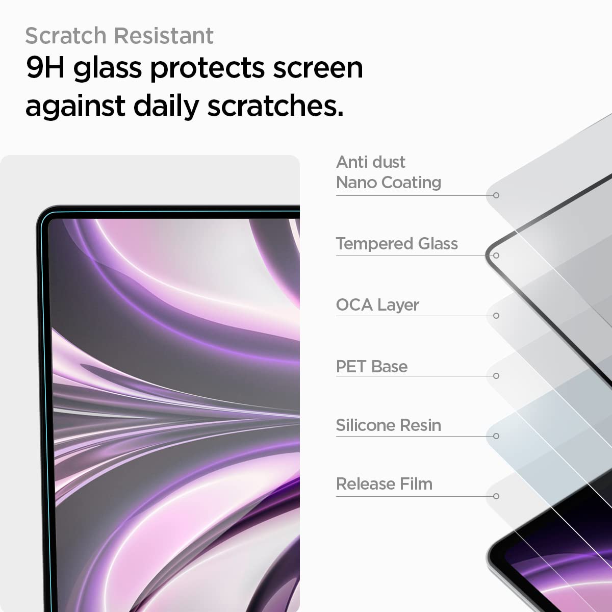 Spigen Tempered Glass Screen Protector [Glas.tR Slim] Designed for Macbook Air 13 inch M4 / M3 / M2 (2025/2024 / 2023) - 1 Pack