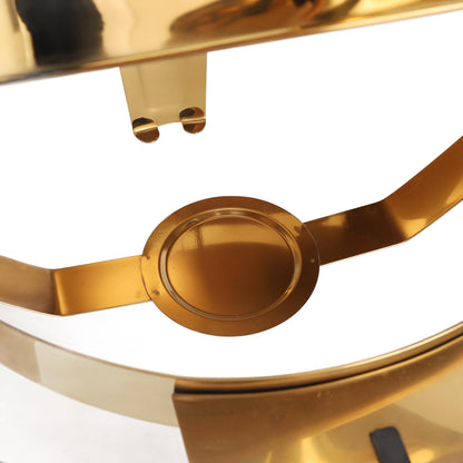 Chafing Dish Buffet Set Premium Stainless Steel Round Catering Food Warmer with Transparent Lid Alcohol Heated for Party Event Restaurant Banquet Gold 6L 47cm (1 Full Size Pan)