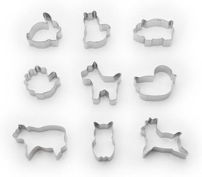 Fox Run Mini Animal Cookie Cutters - Metallic Design, Perfect for Baking Fun | 0.75 x 1.5 x 1 Inches