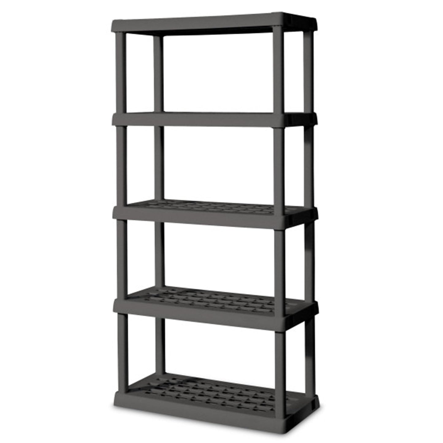 Sterilite 4-Pack 5 Shelf Unit, Heavy-Duty Shelving Storage Rack for Home and Garage, Gray - Multipurpose Plastic Organizer Shelves for Smart Organization