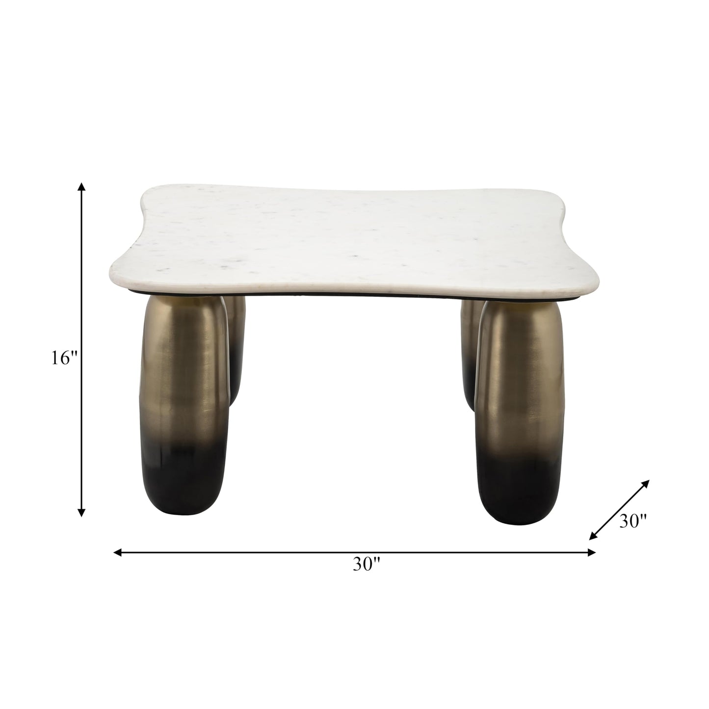 Sagebrook Home Modern Coffee Table with Square Marble Top & Sturdy Iron Legs - Accent Table for Living Room, Bedroom, Office - Elegant Contemporary Design - 16" Gold
