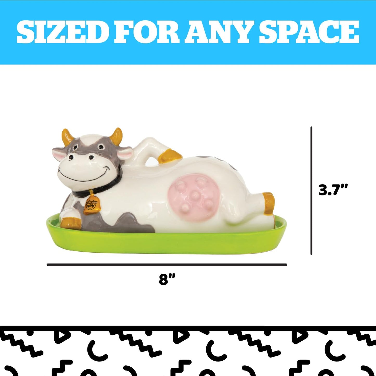 BigMouth Inc Udderly Buttery Novelty Butter Dish, Ceramic Cow-Shaped Lid, Great Homestead Gift, Holds 1 Stick, Farmhouse Kitchen Decor