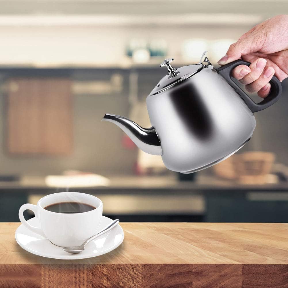 Teapot, 1.5L/2L Stainless Steel Stove-top Coffee Pot with Filter (2L)