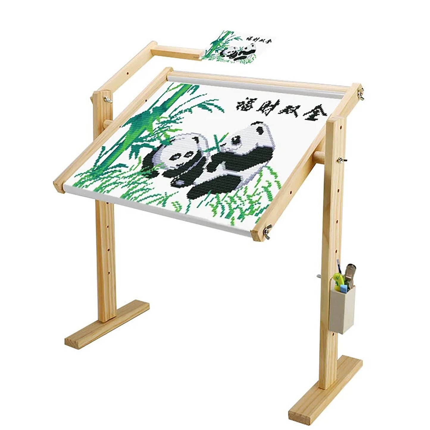SDVantage Cross Stitch Frame Vertical Solid Wood Cross Stitch Frame Embroidery Frame, 360° Rotatable Embroidery Stand Wooden Floor Tabletop Tapestry Frame