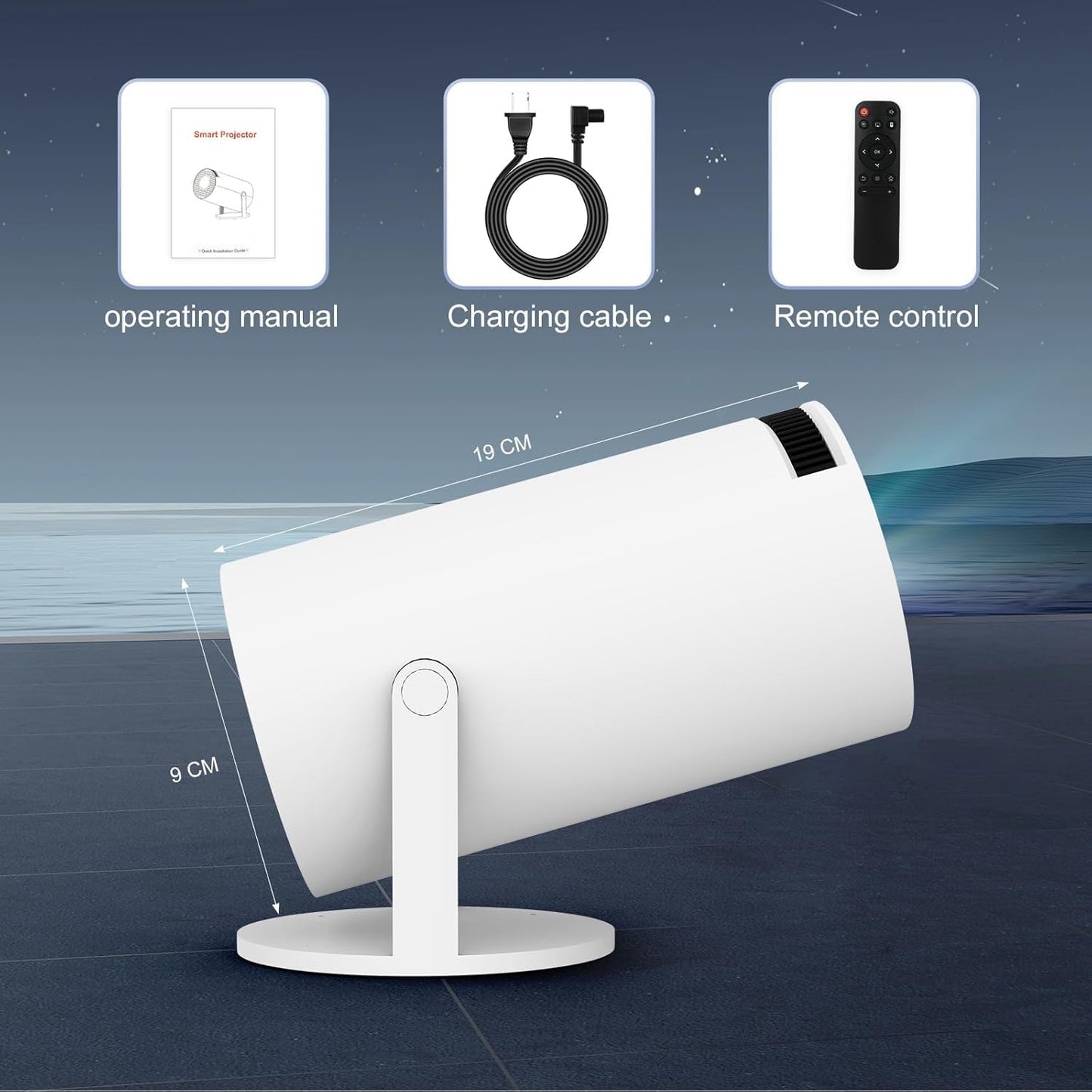FEARWIKY Mini Projector with 5G WIFI and Bluetooth, 4K 1080P Support Portable Projector 180° Rotatable 130'' Screen Movie Projector Auto Keystone Compatible for Laptop, PC, Smartphone (White), HY300