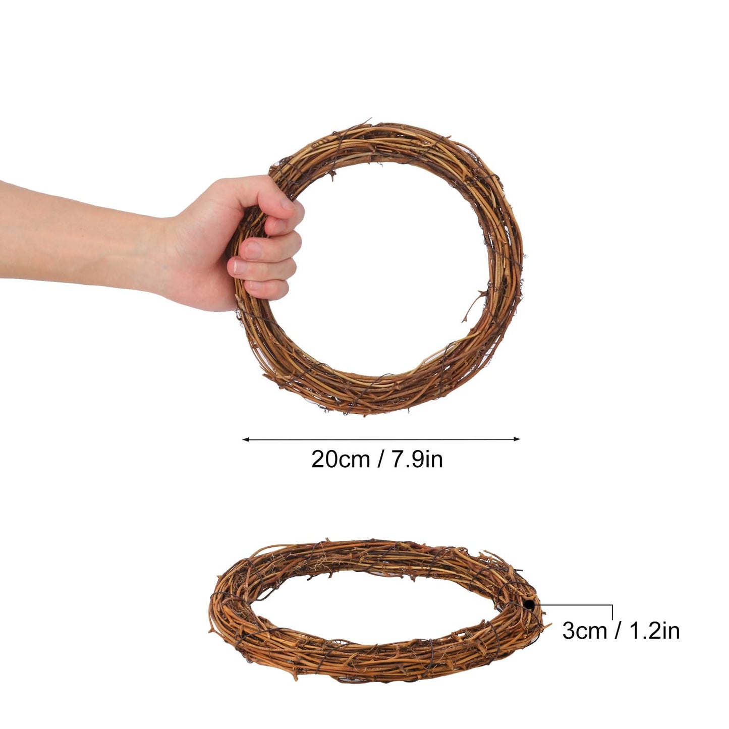 KUKLIPJIM 10 Pcs 8 inch Natural Grapevine Wreath Set, Hand-Woven Vine Branch Wreaths for DIY Crafts, Christmas Decorations, Home & Event Styling