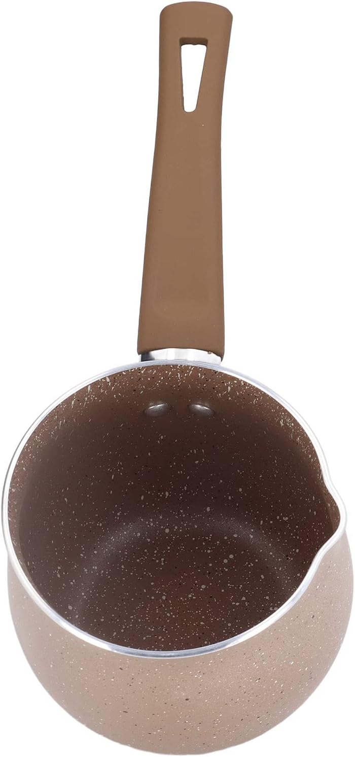 10cm Dia Nonstick Milk Pan, Aluminum Alloy Saucepan with Pour Spouts, Small Soup Pot