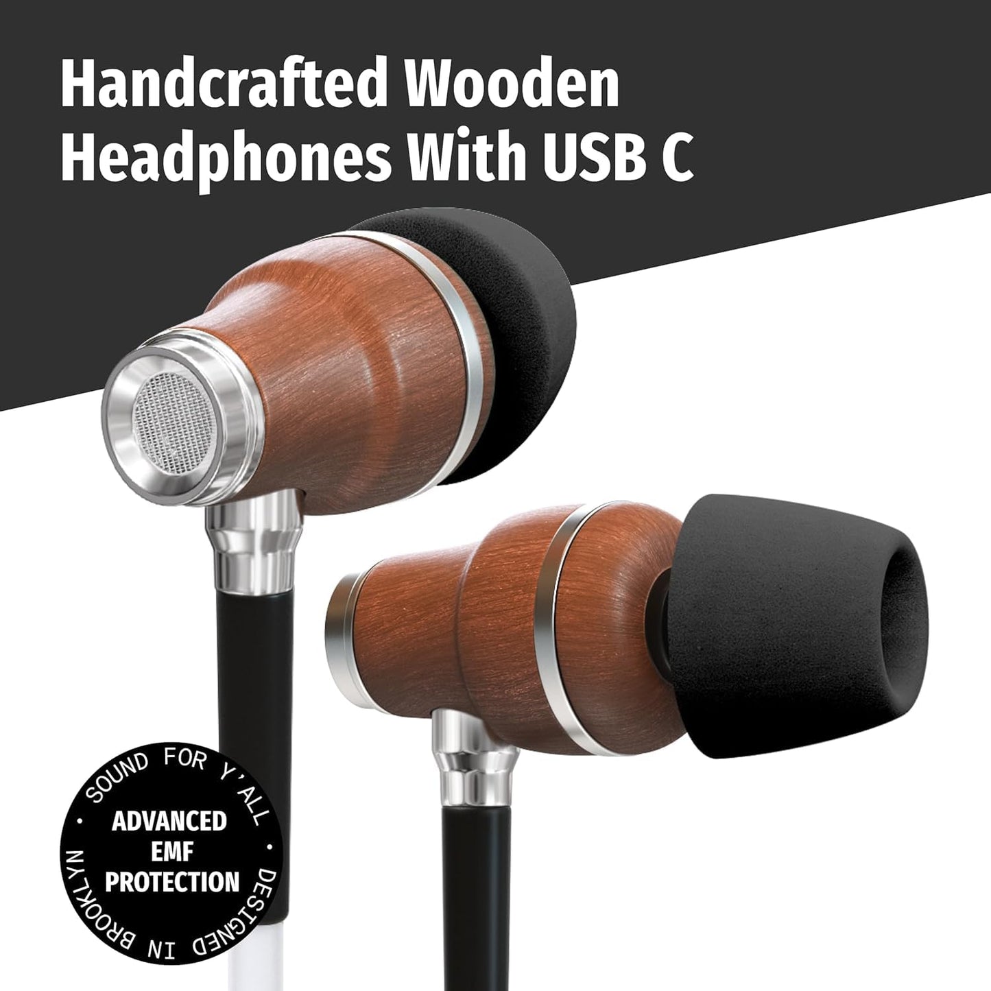 Symphonized Premium Airtube Headphones EMF Earbuds, 3D Sound, Microphone Volume Control, 8mm Bass Drivers Granting High Audio Quality for USB C iPhone 15, 16, 17 and Android Devices