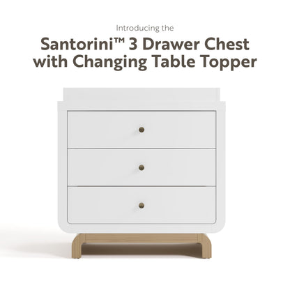 Storkcraft Santorini 3 Drawer Chest with Changing Topper (White with Driftwood) – GREENGUARD Gold Certified, Award-Winning Premium Wood Dresser for Baby & Kids Bedroom with Interlocking Drawer System