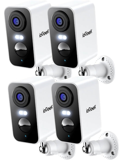 ieGeek Security Cameras Wireless Outdoor 4pcs, 2K 3MP Battery Powered WiFi Security Camera with Spotlight & Siren Alarm, Color Night Vision