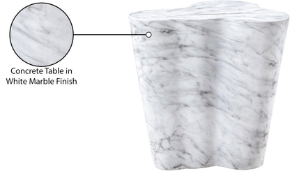 Meridian Furniture 99033White-ET Monza Collection Art Deco Marble Finish Indoor/Outdoor Concrete End Table, 21" W x 18.5" D x 22" H, White
