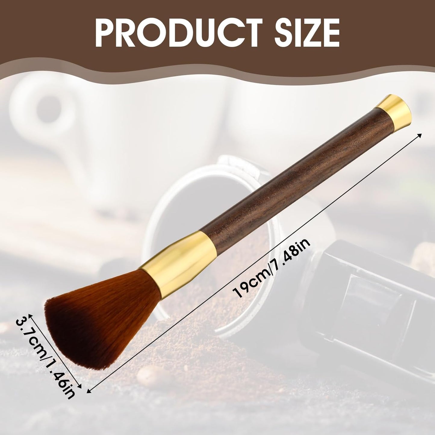 Coffee Cleaning Brush, 16.7x1.58CM Barista Brush for Coffee Grinder and Espresso Machine with Vegan Brush Hair