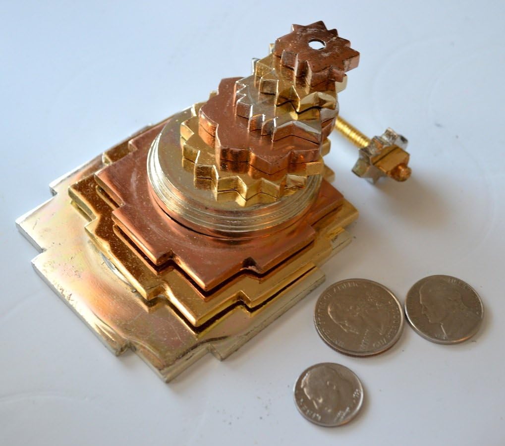 Sri Meru Yantra, Shree Chakra, Maha Meru in Astadhatu Size 3" Inch - 3D, Spiritual Powers, Vaastu Dosh, Prosperity