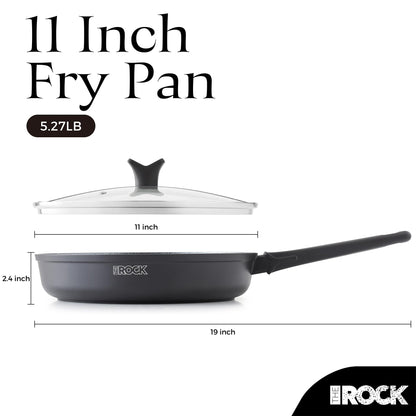 THE ROCK SOHO 11-Inch Non Stick Frying Pan with Lid – Nothing Sticks, Never Warps, Lasts Longer, Healthy Skillet with Heat-Resistant Handle, PFOA Free, Dishwasher Safe, Black