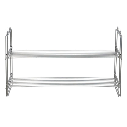 Two-Tier Chrome Shoe Rack - Stackable Storage Solution