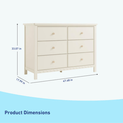 Graco Sasha 6 Drawer Dresser (Frosted Oat) – GREENGUARD Gold Certified, Wood Storage for Nursery or Kids’ Room, Safe Interlocking Drawer System & Easy Assembly with Pre-Installed Tracks