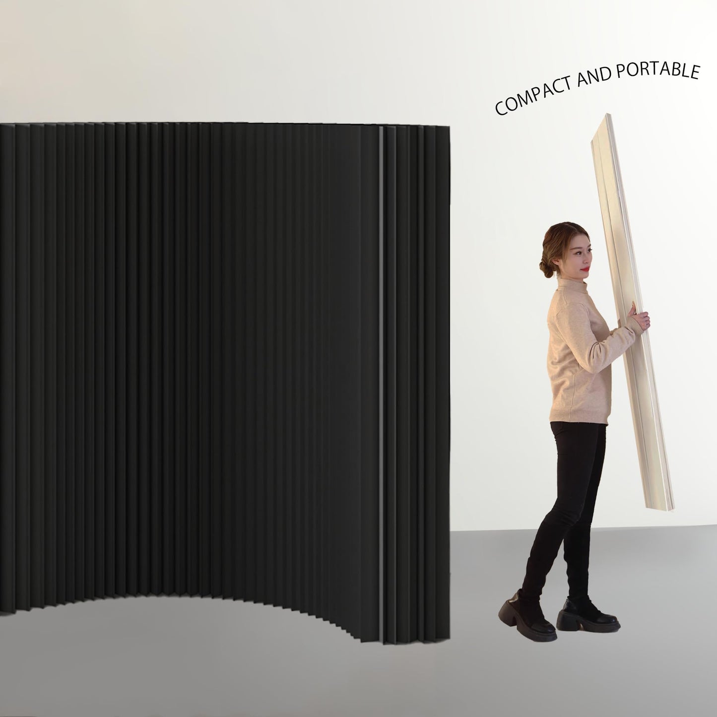 Paper Room Divider – Folding Privacy Screen & Portable Partition, Indoor Freestanding Wall for Home, Office, Clothing Store & Business Use(Black)