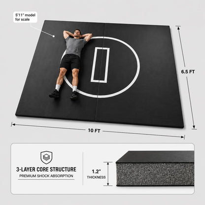 BELINOVA 10x10/10X6.6 Heavy-Duty Martial Arts Mat for Home Gym – Flexi-Roll MMA, Wrestling & BJJ Jiu Jitsu Padded Flooring – Anti-Slip, Tear-Resistant High-Impact Foam