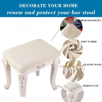 HFCNMY Rectangle,4 Pack Counter Stool Covers Stretch Rectangle Bar Stool Covers Jacquard Vanity Stool Cover Washable