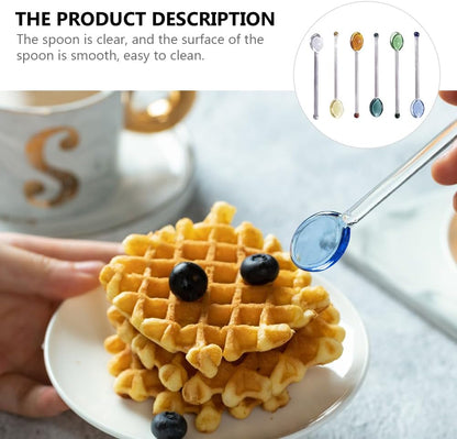 6Pcs Coffee Spoon Glass Tasting Spoon Set, Teaspoon Stirring Spoon for Tea, Dessert, Cocktail