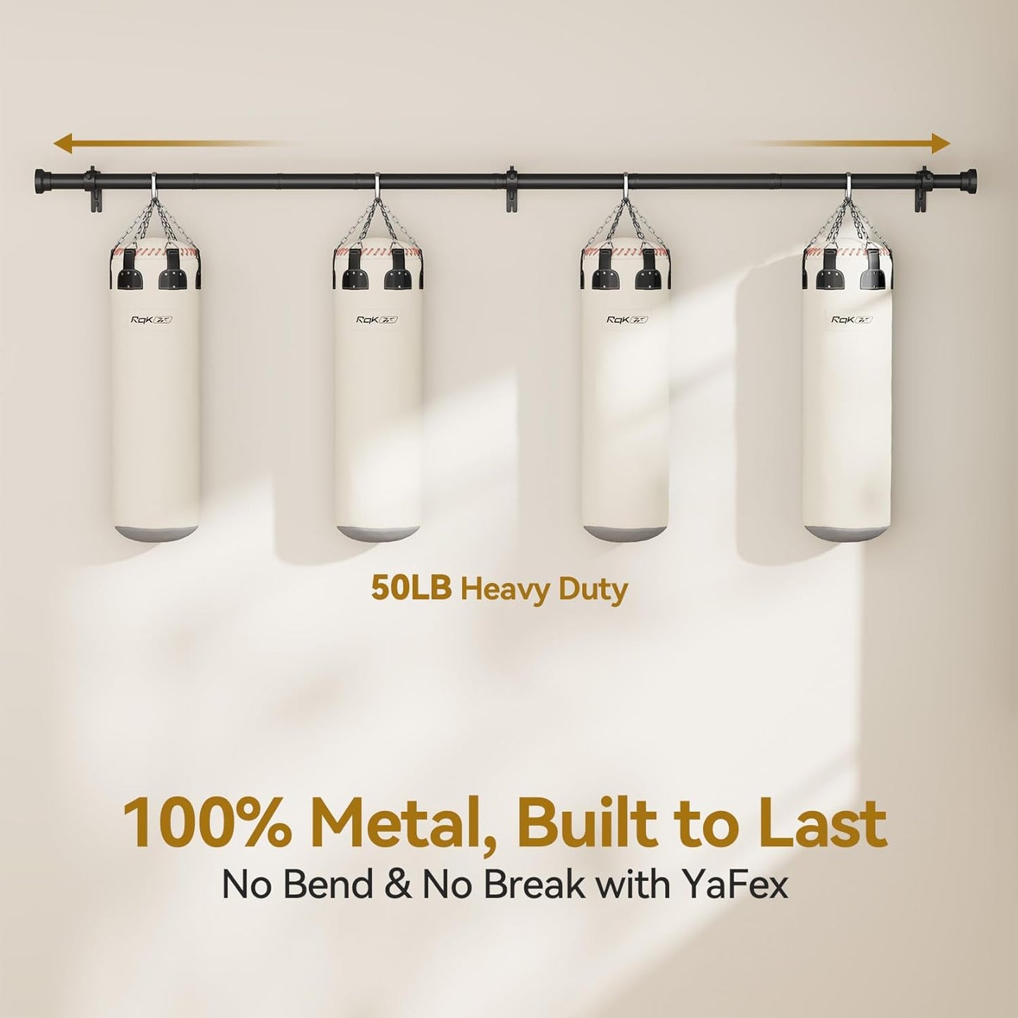 YaFex Curtain Rods - Heavy Duty 1 Inch Adjustable Window Treatment Rods | 32-118 Inch, Modern Black Design