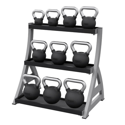 Power Systems Studio Premium 3-Tier Kettlebell Rack, Holds Up To 12 Kettlebells, 31 x 23 x 33 Inches, Gray/Black (50090)