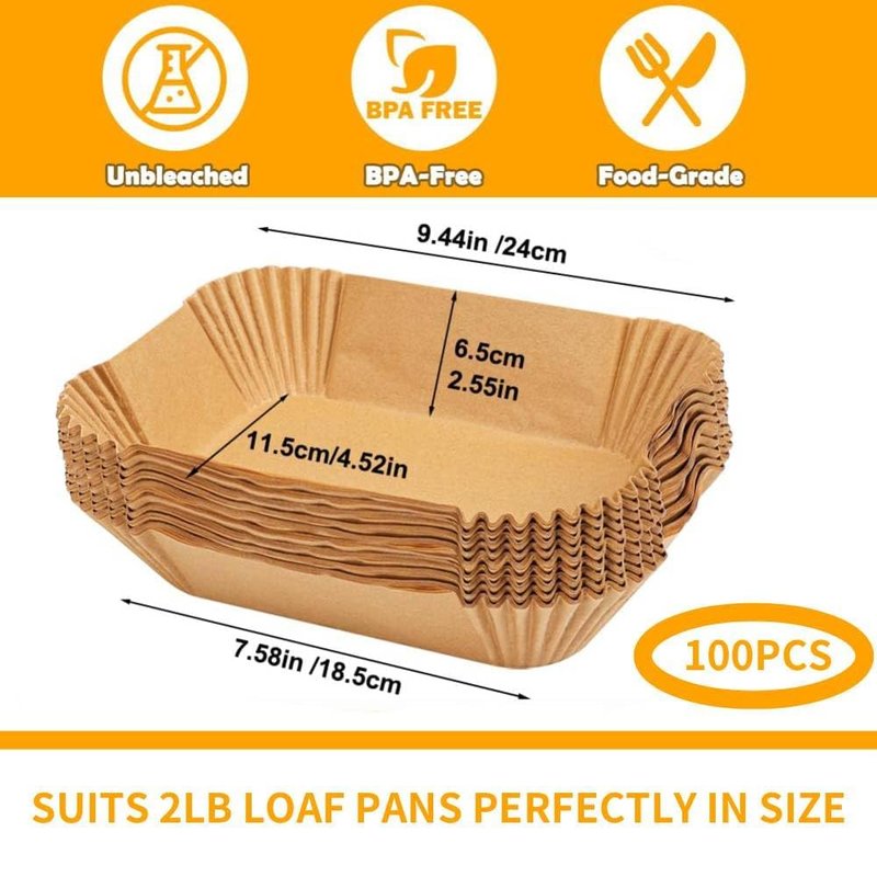 Loaf Pan Liners, 9x5In Air Fryer Liners Disposable, 100Pcs Loaf Pan Parchment Liners, Non-Stick Pre Formed parchment paper for baking, Rectangle Bread Pan Liners for Baking Bread for Ninja DZ201