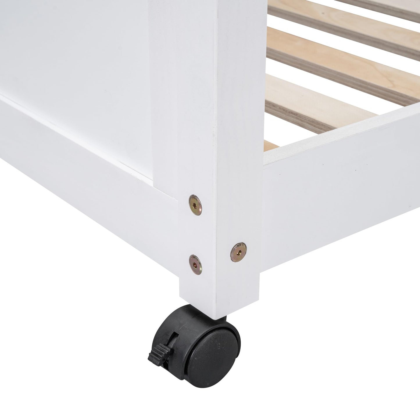 Full Over Full Bunk Beds with Desk, Wood Full Loft Bed Frame with Desk and A Stand-Alone Bed, L-Shaped Bunk Bed for Kids, Teens, Adults (Bottom Bed Can Be Moved, White)
