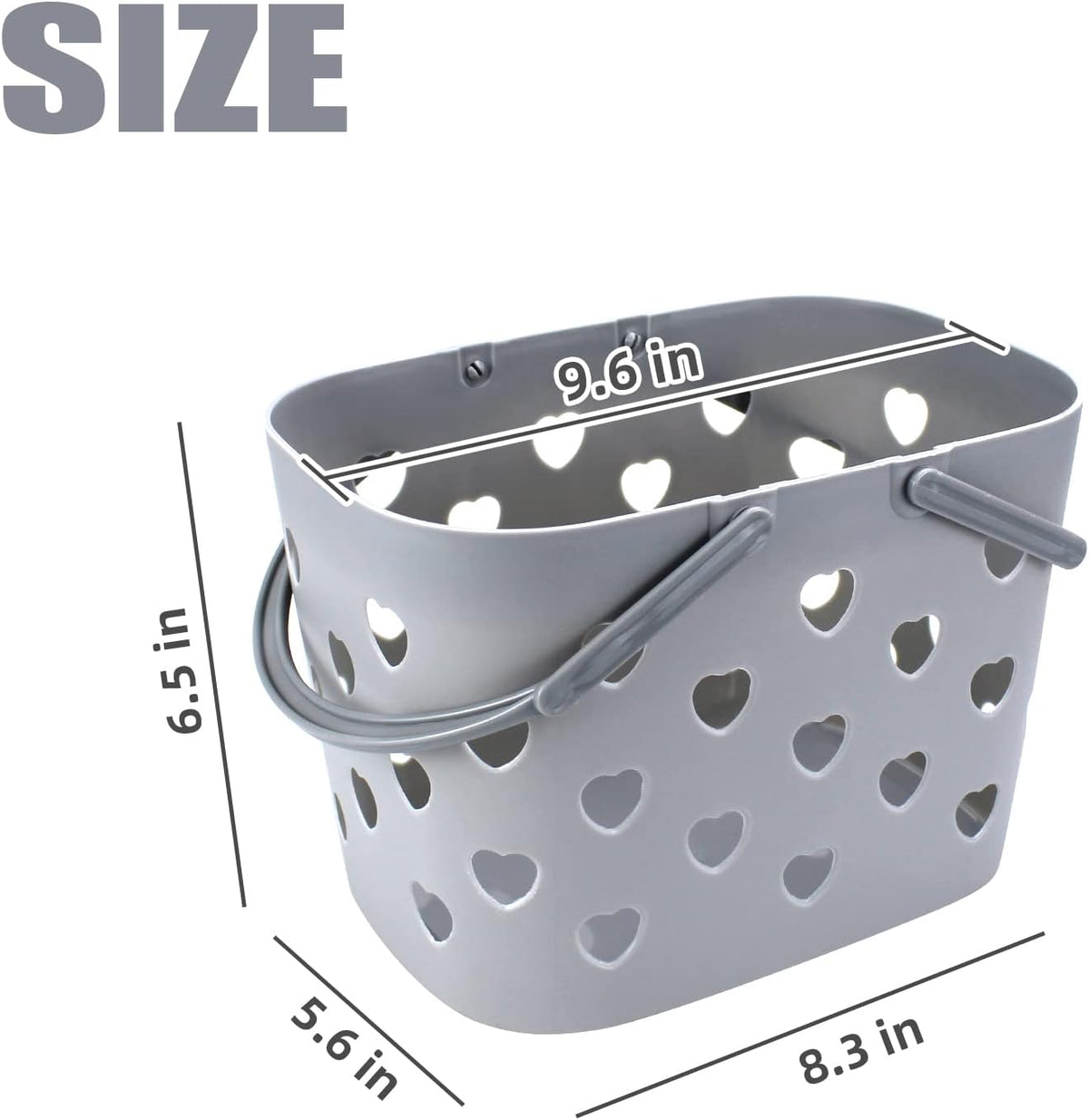Portable Shower Caddy, Plastic Organizer Bin with Handle for Bathroom, Kitchen, College Dorm, Desktop Storage - Grey