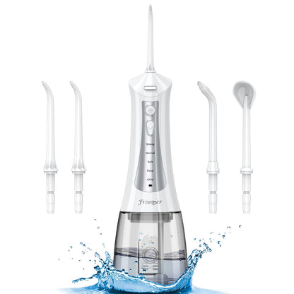 Froomer Water Flosser，Water Dental Forsser for Teeth Clean, 5Modes 4 Jet Tips,Rechargeable Portable Water Flossers for Teeth,300ML Tanks for Travel Friendly(Black