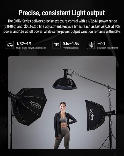 Godox 2-Pack SK300III-V 800Ws Studio Strobe Kit, 2026 Upgrade 300Ws 2.4G Wireless Flash 2-Light Set with Reflector, AT-16 Trigger 2xSoftbox 2xUmbrella 2xLight Stand for Professional Studio Photography
