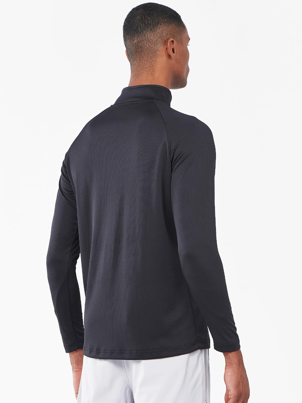 NORTHYARD Men's Running Shirt Long Sleeve Quarter Zip Pullover Moisture Wicking Quick Dry Athletic Workout Shirts Black-L