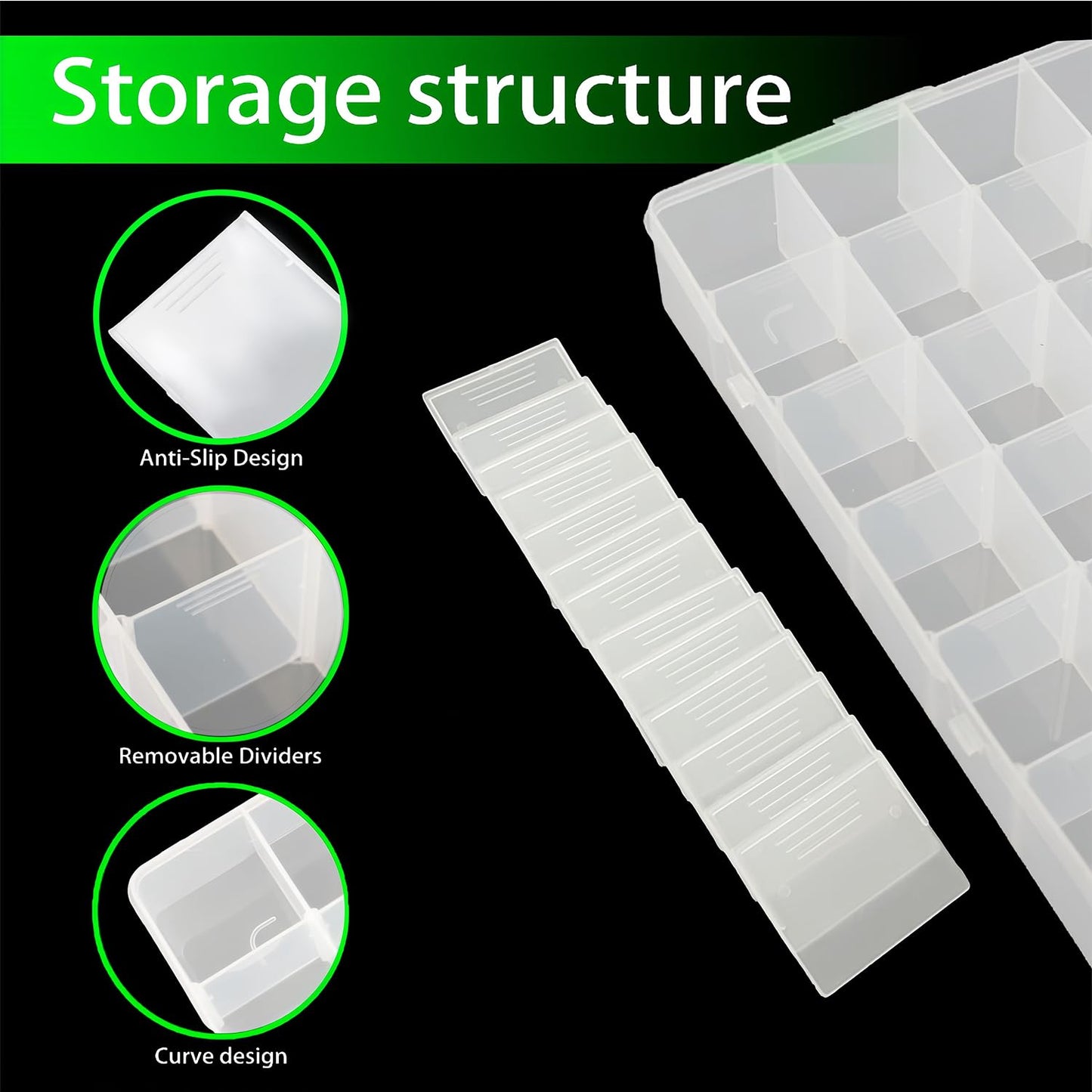 2 Pcs Large 24 Grids Plastic Organizer Box, Grids Clear Plastic Organizer Box, for kitchen Storage, Party and Travel